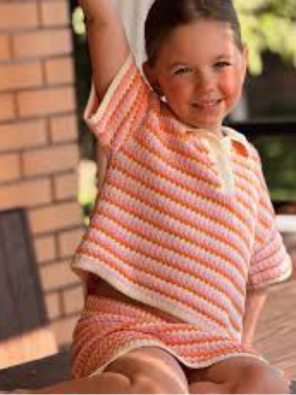Zara Pink & Orange Striped Kids Two Piece Set